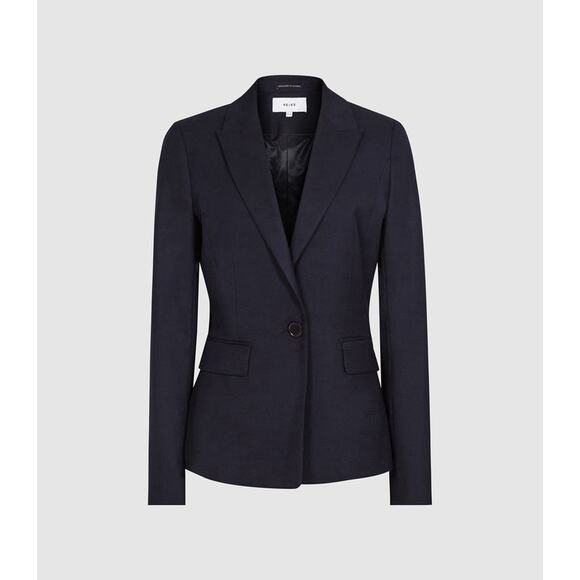 NWT Reiss Hartley Cropped Blazer Jacket Black Wool Blend Size 6 - Picture 1 of 13